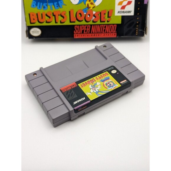 Tiny Toons Buster Busts Loose (SNES Super Nintendo 1993) Game & Box Tested Works - Picture 10 of 12